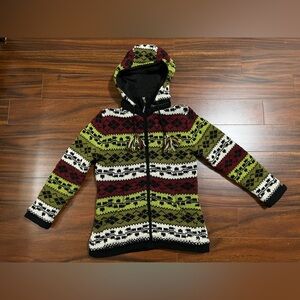 Alma women’s small sweater jacket, nordic fair isle, multi colour